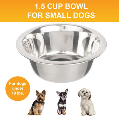 1.5 Cup (12 Oz.) Stainless Steel Dog Bowls, Set of 2 Neater Feeder Replacement Bowls (Cat/Small Models), Dog Food Bowl & Water Bowl, Dishwasher Safe Metal Dish for Cats & Small Dogs
